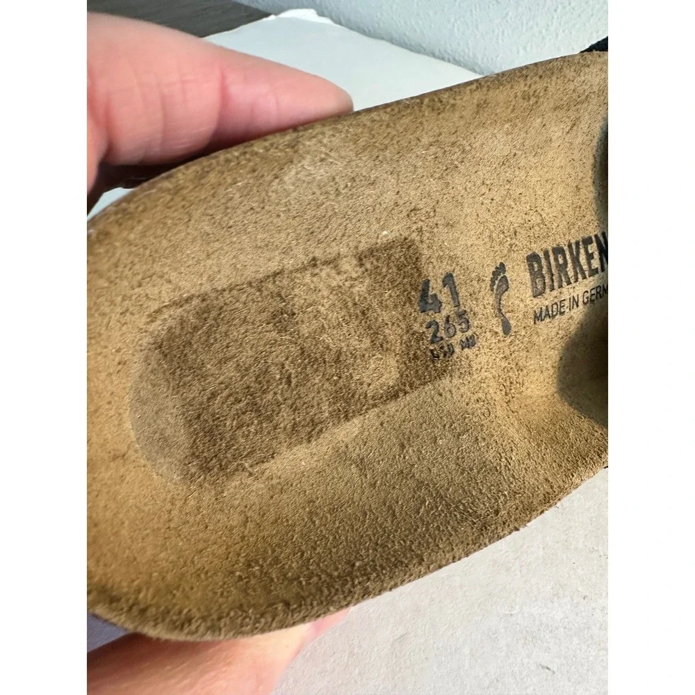 Birkenstock Oita Suede Slide Sandals Size 41 Narrow Black Adjustable‎ Strap NEW